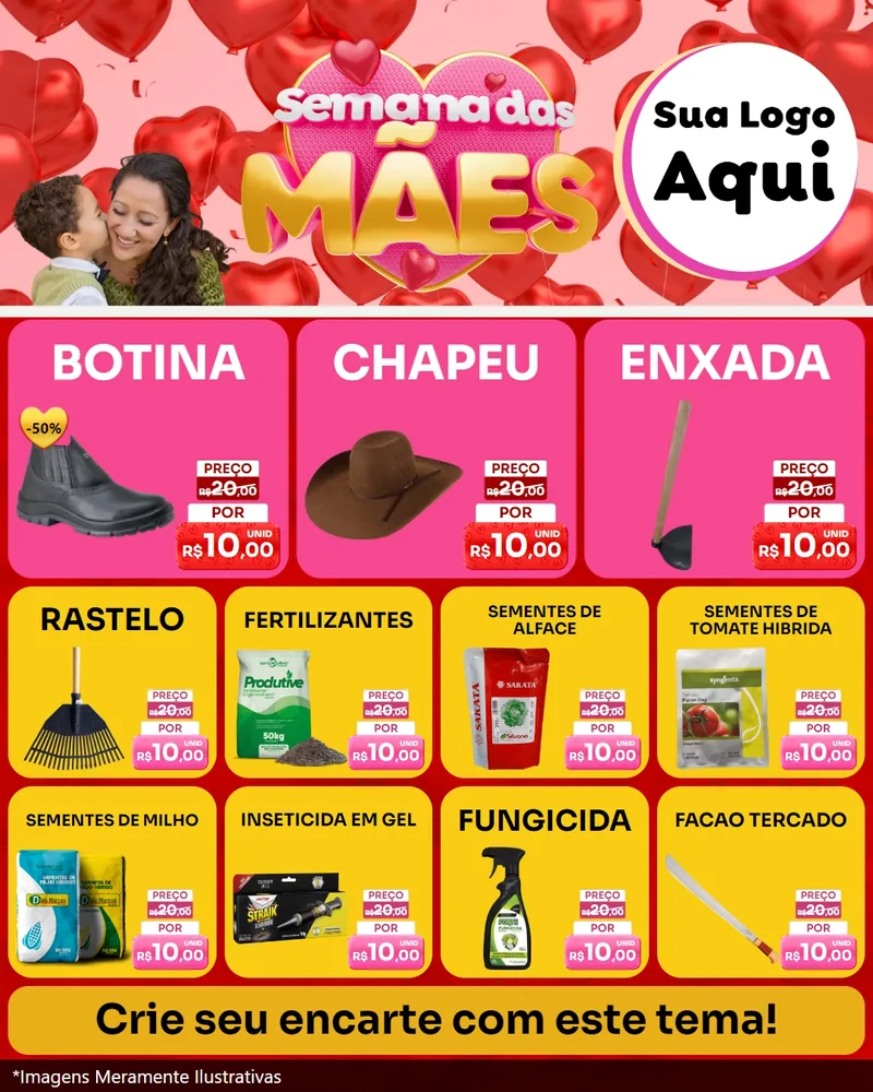 Modelo de Rede Social para Feed Instagram com o tema Semana Das Mães para Agropecuária