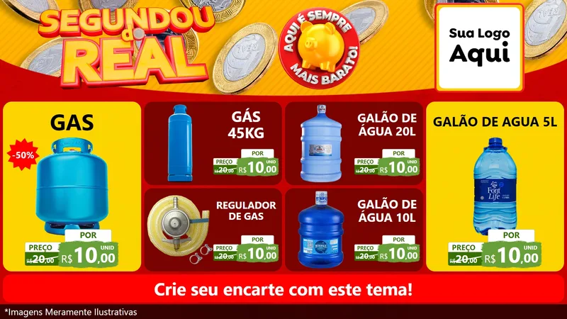Modelo de TV para TV Horizontal com o tema Segundou do Real para Água e gás
