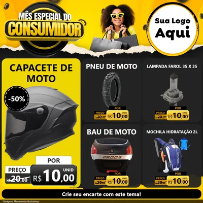 Modelo de Rede Social para Feed Facebook com o tema Mês Especial do Consumidor para Moto peças