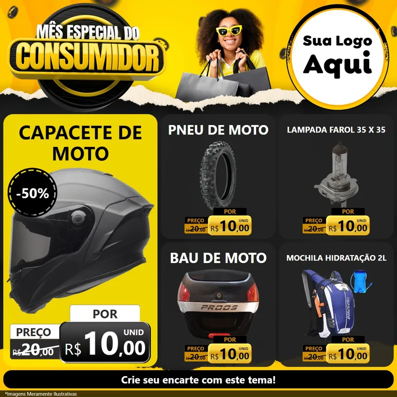 Modelo de Rede Social para Feed Facebook com o tema Mês Especial do Consumidor para Moto peças