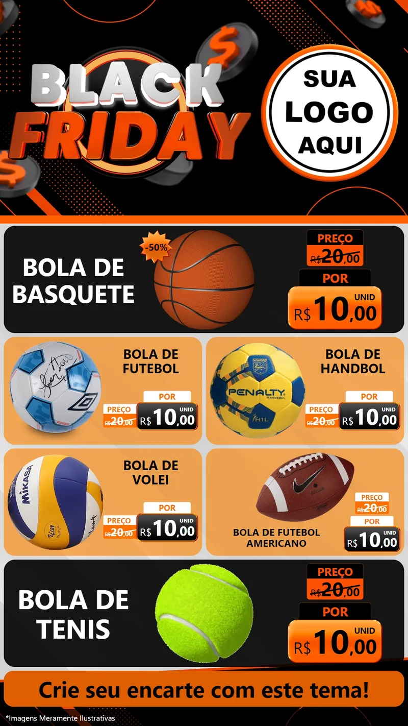 Modelo de TV para TV Vertical com o tema Black Friday para Artigos Esportivos