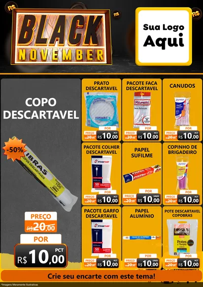 Modelo de Encarte para Encarte A4 Vertical com o tema Black November para Embalagens