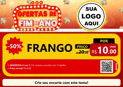 Modelo de Cartaz para Cartaz A4 Horizontal com o tema Ofertas de Fim de Ano para Assados