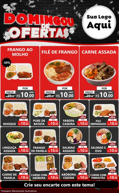 Modelo de Encarte para Encarte Grande com o tema Domingou de Ofertas para Restaurante