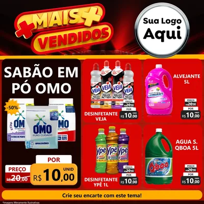 Modelo de Rede Social para Feed Facebook com o tema Mais Vendidos para Produtos de Limpeza