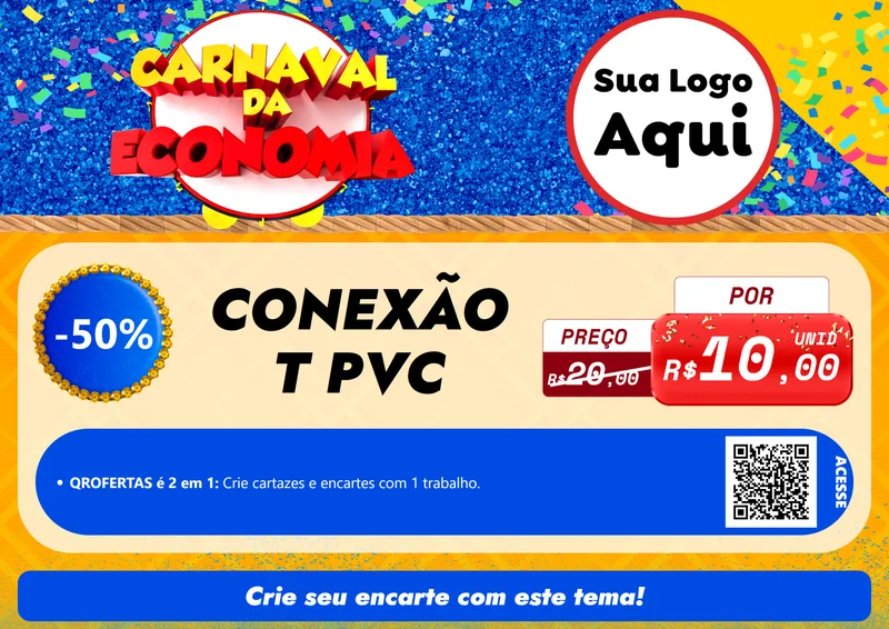 Modelo de Cartaz para Cartaz A4 Horizontal com o tema Carnaval da Economia para Tubos e conexões