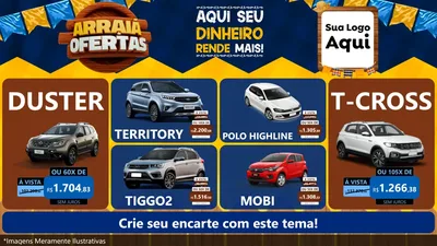 Modelo de TV para TV Horizontal com o tema Arraiá de Ofertas - Junina para Concessionaria de Carros
