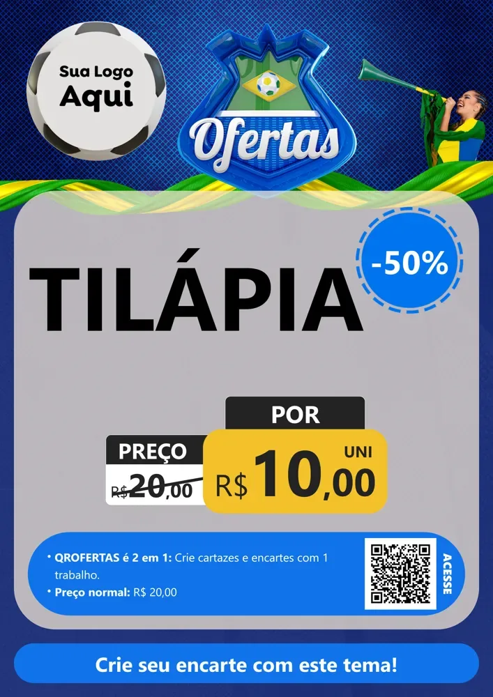 Modelo de Cartaz para Cartaz A4 Vertical com o tema Ofertas (Futebol) para Peixaria
