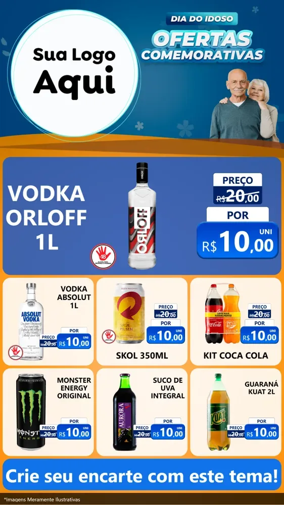Modelo de Rede Social para Stories com o tema Dia do Idoso para Distribuidora de bebidas