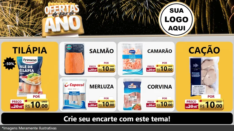 Modelo de TV para TV Horizontal com o tema Ofertas de Fim de Ano para Peixaria