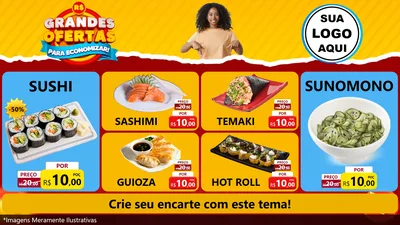 Modelo de TV para TV Horizontal com o tema Grandes Ofertas Para Economizar! para Comida japonesa