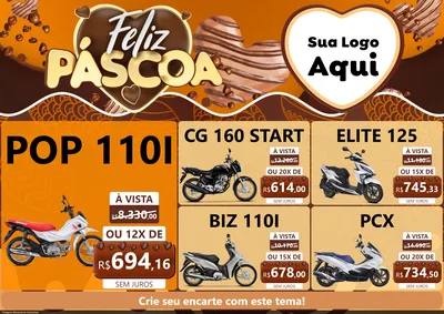 Modelo de Encarte para Encarte A4 Horizontal com o tema Feliz Páscoa para Concessionaria de Motos