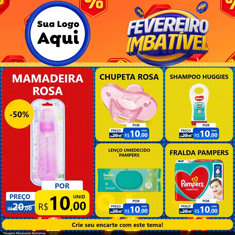 Modelo de Rede Social para Feed Facebook com o tema Fevereiro Imbatível para Bebês