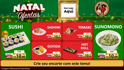 Modelo de TV para TV Horizontal com o tema Natal de Ofertas para Comida japonesa