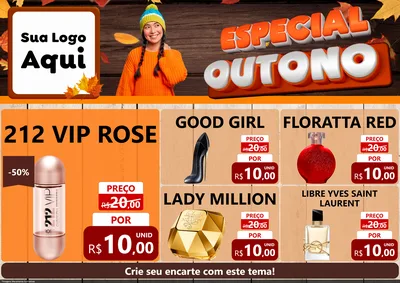 Modelo de Encarte para Encarte A4 Horizontal com o tema Especial Outono para Perfumes