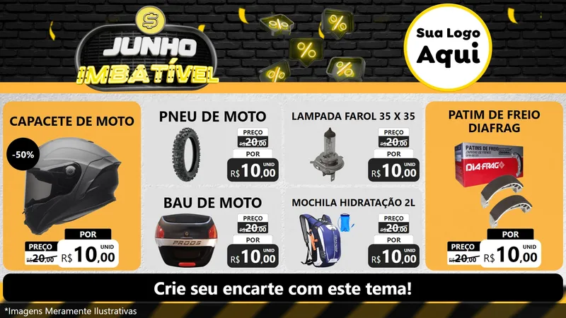 Modelo de TV para TV Horizontal com o tema Junho Imbatível para Moto peças