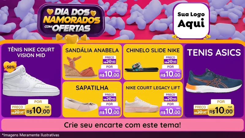 Modelo de TV para TV Horizontal com o tema Dia Dos Namorados Com Ofertas para Calçados
