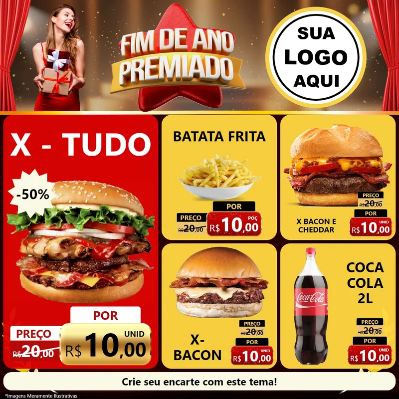 Modelo de Rede Social para Feed Facebook com o tema Fim de Ano Premiado para Hamburgueria