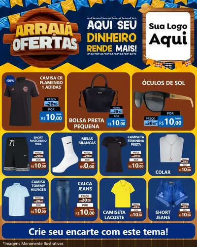 Modelo de Rede Social para Feed Instagram com o tema Arraiá de Ofertas - Junina para Roupas e acessórios