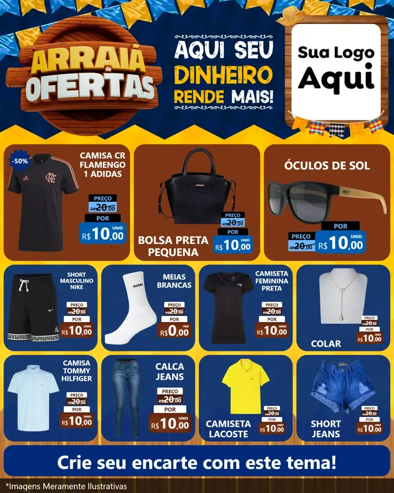 Modelo de Rede Social para Feed Instagram com o tema Arraiá de Ofertas - Junina para Roupas e acessórios