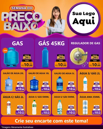 Modelo de Rede Social para Feed Instagram com o tema Semana do Preço Baixo para Água e gás