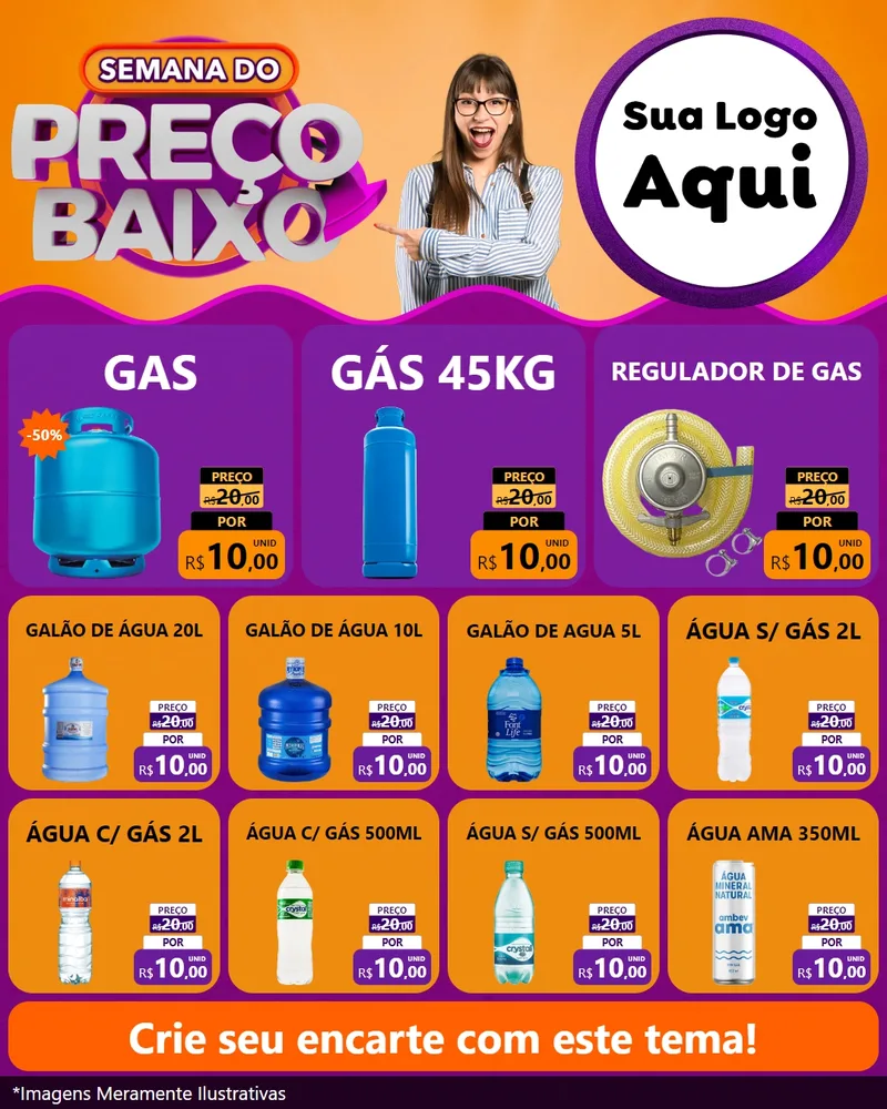 Modelo de Rede Social para Feed Instagram com o tema Semana do Preço Baixo para Água e gás