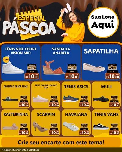 Modelo de Rede Social para Feed Instagram com o tema Especial Páscoa para Calçados