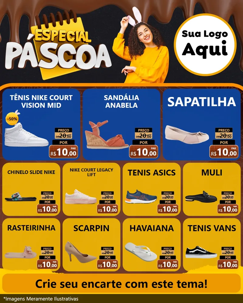 Modelo de Rede Social para Feed Instagram com o tema Especial Páscoa para Calçados