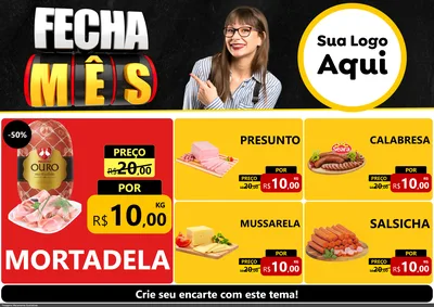 Modelo de Encarte para Encarte A4 Horizontal com o tema Fecha Mês para Frios e Laticínios