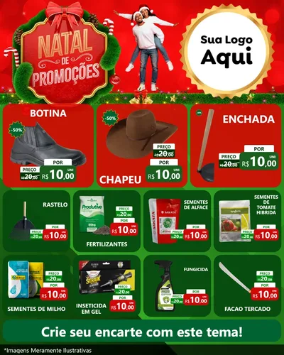 Modelo de Rede Social para Feed Instagram com o tema Natal de Promoções para Agropecuária