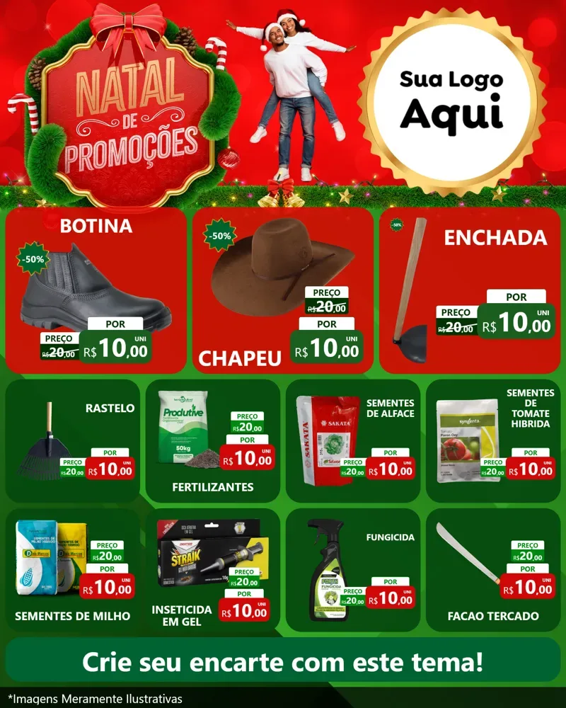 Modelo de Rede Social para Feed Instagram com o tema Natal de Promoções para Agropecuária