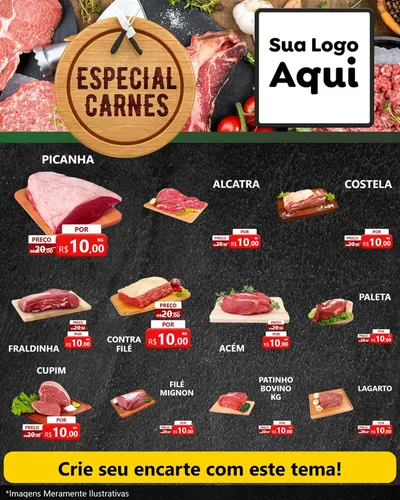 Modelo de Rede Social para Feed Instagram com o tema Especial Carnes para Açougue
