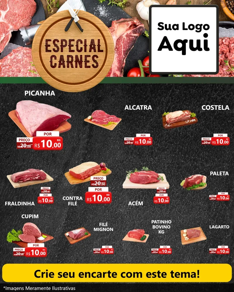 Modelo de Rede Social para Feed Instagram com o tema Especial Carnes para Açougue
