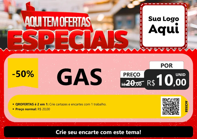 Modelo de Cartaz para Cartaz A4 Horizontal com o tema Aqui Tem Ofertas Especiais para Água e gás