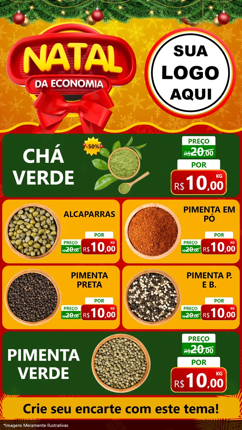 Modelo de TV para TV Vertical com o tema Natal da Economia para Produtos Naturais