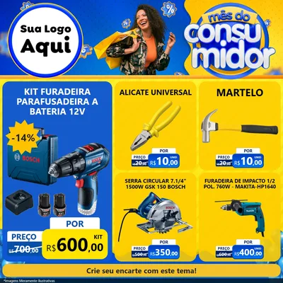 Modelo de Rede Social para Feed Facebook com o tema Mês do Consumidor para Maquinas e Ferramentas