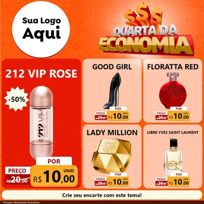 Modelo de Rede Social para Feed Facebook com o tema Quarta da Economia para Perfumes