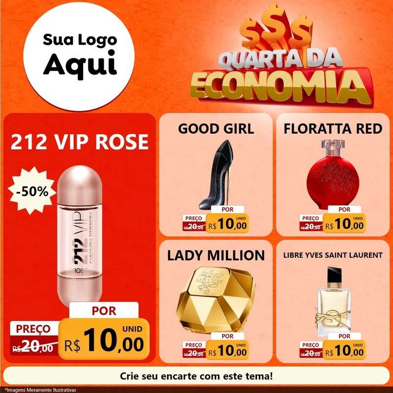 Modelo de Rede Social para Feed Facebook com o tema Quarta da Economia para Perfumes