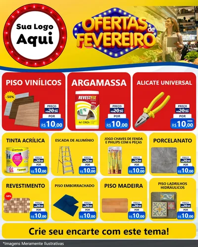 Modelo de Rede Social para Feed Instagram com o tema Ofertas de Fevereiro para Material para Construção