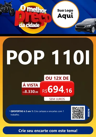 Modelo de Cartaz para Cartaz A4 Vertical com o tema O Melhor Preço da Cidade - Auto e Motopeças para Concessionaria de Motos