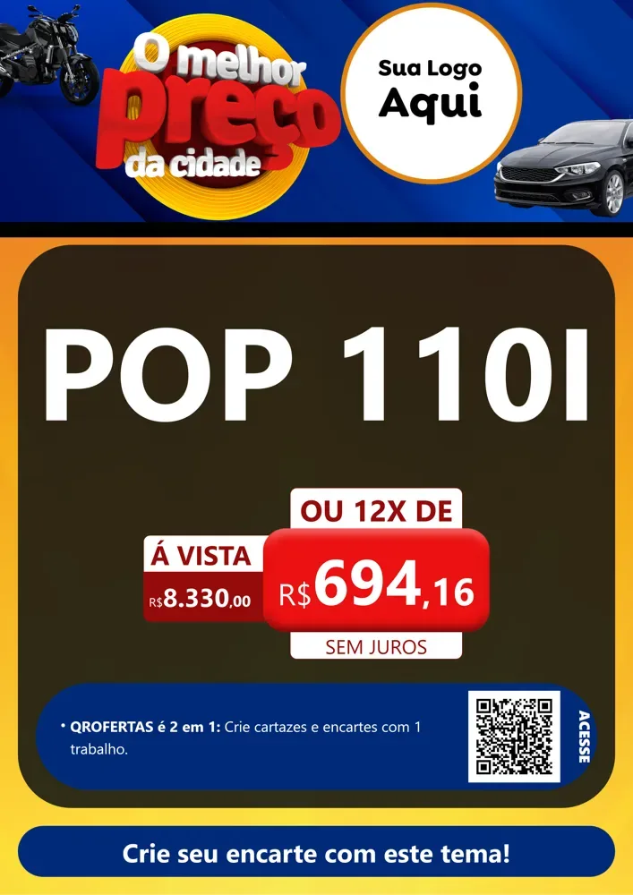 Modelo de Cartaz para Cartaz A4 Vertical com o tema O Melhor Preço da Cidade - Auto e Motopeças para Concessionaria de Motos