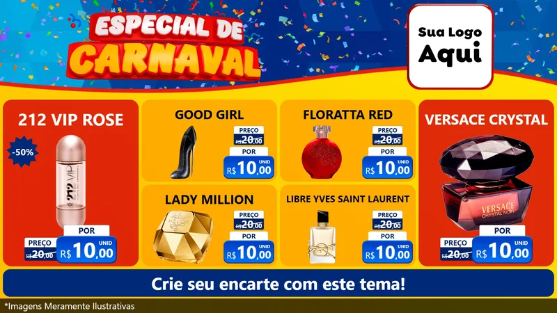 Modelo de TV para TV Horizontal com o tema Especial de Carnaval para Perfumes