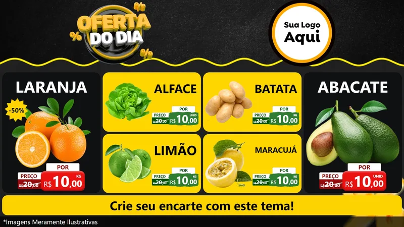 Modelo de TV para TV Horizontal com o tema Oferta Do Dia para Hortifrúti