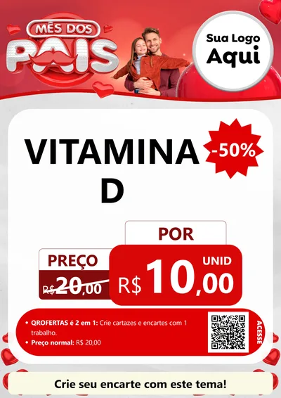 Modelo de Cartaz para Cartaz A4 Vertical com o tema Mês dos Pais para Farmácia