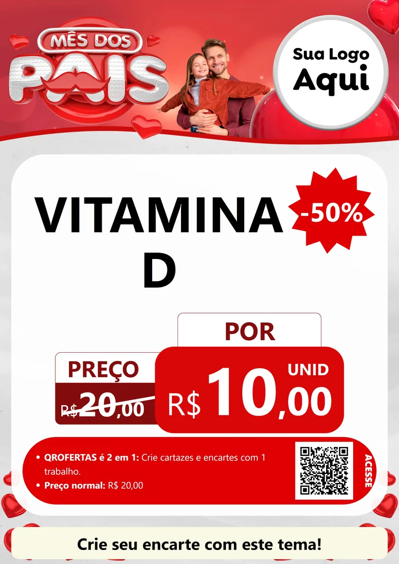 Modelo de Cartaz para Cartaz A4 Vertical com o tema Mês dos Pais para Farmácia