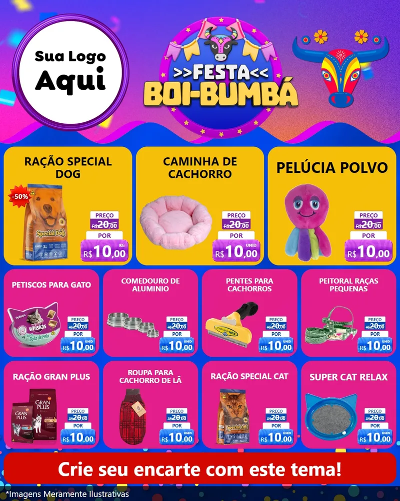 Modelo de Rede Social para Feed Instagram com o tema Festa Boi-Bumbá para Pet Shop