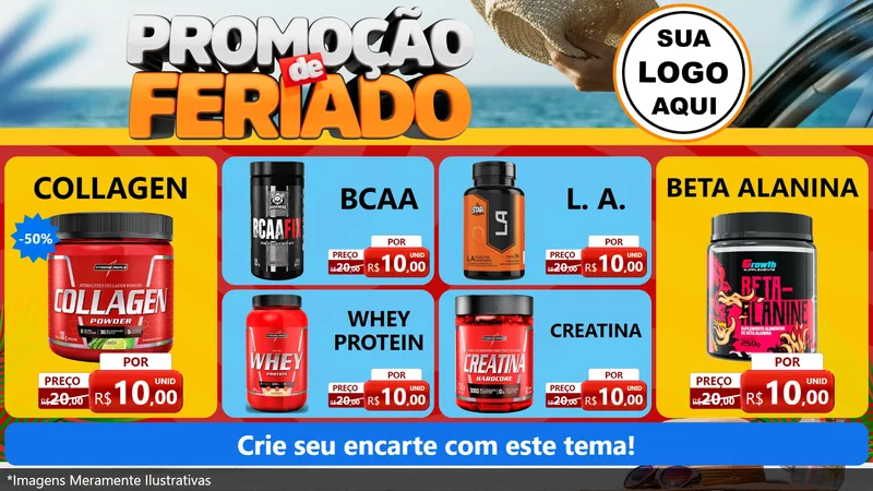 Modelo de TV para TV Horizontal com o tema Promoção de Feriado para Suplementos alimentares