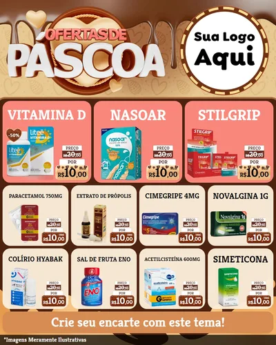 Modelo de Rede Social para Feed Instagram com o tema Ofertas de Páscoa para Farmácia