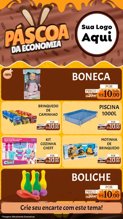 Modelo de TV para TV Vertical com o tema Páscoa da Economia para Brinquedos