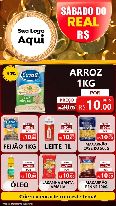Modelo de Rede Social para Stories com o tema Sábado do Real para Supermercado